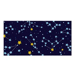 Seamless Pattern With Cartoon Zodiac Constellations Starry Sky Satin Shawl 45  X 80  by Pakemis