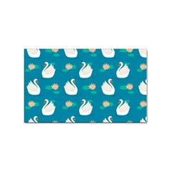 Elegant Swan Pattern With Water Lily Flowers Sticker (rectangular)