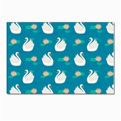 Elegant Swan Pattern With Water Lily Flowers Postcard 4 x 6  (pkg Of 10) by Pakemis