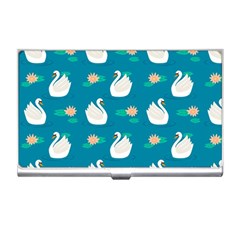 Elegant Swan Pattern With Water Lily Flowers Business Card Holder by Pakemis