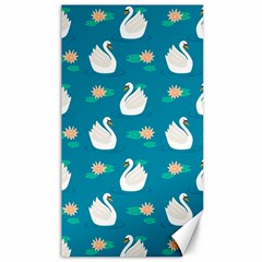 Elegant Swan Pattern With Water Lily Flowers Canvas 40  X 72 