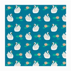 Elegant Swan Pattern With Water Lily Flowers Medium Glasses Cloth by Pakemis