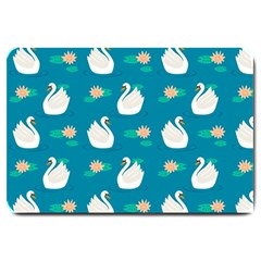 Elegant Swan Pattern With Water Lily Flowers Large Doormat by Pakemis