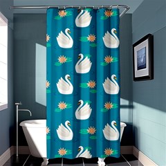 Elegant Swan Pattern With Water Lily Flowers Shower Curtain 36  X 72  (stall)  by Pakemis