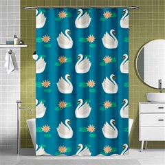 Elegant Swan Pattern With Water Lily Flowers Shower Curtain 48  X 72  (small)  by Pakemis