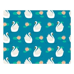 Elegant Swan Pattern With Water Lily Flowers Double Sided Flano Blanket (large) by Pakemis