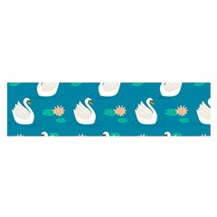 Elegant Swan Pattern With Water Lily Flowers Oblong Satin Scarf (16  X 60 ) by Pakemis