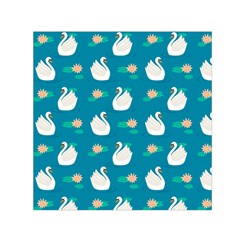 Elegant Swan Pattern With Water Lily Flowers Square Satin Scarf (30  X 30 ) by Pakemis