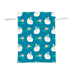 Elegant Swan Pattern With Water Lily Flowers Lightweight Drawstring Pouch (s) by Pakemis