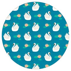 Elegant Swan Pattern With Water Lily Flowers Round Trivet by Pakemis