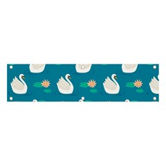 Elegant Swan Pattern With Water Lily Flowers Banner And Sign 4  X 1 