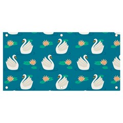 Elegant Swan Pattern With Water Lily Flowers Banner And Sign 4  X 2  by Pakemis