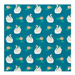 Elegant Swan Pattern With Water Lily Flowers Banner And Sign 4  X 4  by Pakemis