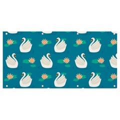 Elegant Swan Pattern With Water Lily Flowers Banner And Sign 8  X 4 