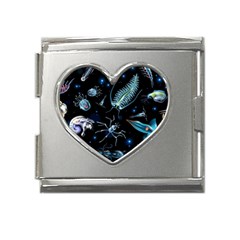 Colorful Abstract Pattern Consisting Glowing Lights Luminescent Images Marine Plankton Dark Backgrou Mega Link Heart Italian Charm (18mm) by Pakemis