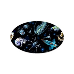 Colorful Abstract Pattern Consisting Glowing Lights Luminescent Images Marine Plankton Dark Backgrou Sticker (oval) by Pakemis