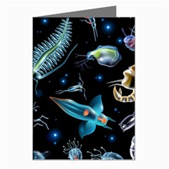 Colorful Abstract Pattern Consisting Glowing Lights Luminescent Images Marine Plankton Dark Backgrou Greeting Cards (pkg Of 8) by Pakemis