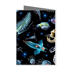 Colorful Abstract Pattern Consisting Glowing Lights Luminescent Images Marine Plankton Dark Backgrou Mini Greeting Cards (pkg Of 8) by Pakemis