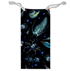 Colorful Abstract Pattern Consisting Glowing Lights Luminescent Images Marine Plankton Dark Backgrou Jewelry Bag