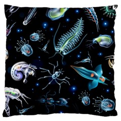 Colorful Abstract Pattern Consisting Glowing Lights Luminescent Images Marine Plankton Dark Backgrou Large Cushion Case (two Sides) by Pakemis