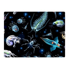 Colorful Abstract Pattern Consisting Glowing Lights Luminescent Images Marine Plankton Dark Backgrou Double Sided Flano Blanket (mini) by Pakemis