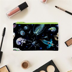 Colorful Abstract Pattern Consisting Glowing Lights Luminescent Images Marine Plankton Dark Backgrou Cosmetic Bag (xs) by Pakemis