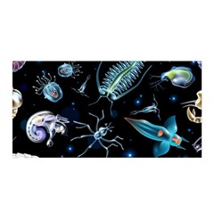 Colorful Abstract Pattern Consisting Glowing Lights Luminescent Images Marine Plankton Dark Backgrou Satin Wrap 35  X 70  by Pakemis