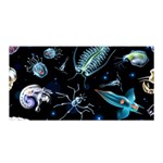 Colorful Abstract Pattern Consisting Glowing Lights Luminescent Images Marine Plankton Dark Backgrou Satin Wrap 35  x 70  Front