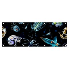 Colorful Abstract Pattern Consisting Glowing Lights Luminescent Images Marine Plankton Dark Backgrou Banner And Sign 8  X 3  by Pakemis