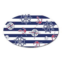 Seamless Marine Pattern Oval Magnet