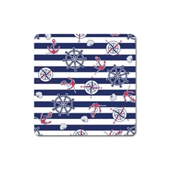 Seamless Marine Pattern Square Magnet