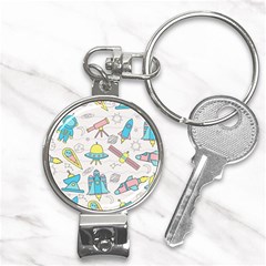 Cute-seamless-pattern-with-space Nail Clippers Key Chain