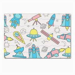 Cute-seamless-pattern-with-space Postcards 5  X 7  (pkg Of 10)