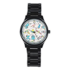 Cute-seamless-pattern-with-space Stainless Steel Round Watch by Pakemis