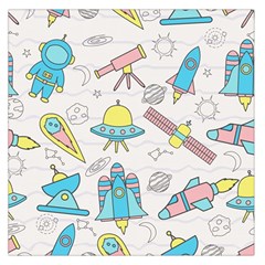 Cute-seamless-pattern-with-space Square Satin Scarf (36  X 36 ) by Pakemis