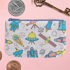 Cute-seamless-pattern-with-space Large Coin Purse by Pakemis