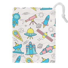 Cute-seamless-pattern-with-space Drawstring Pouch (4xl) by Pakemis