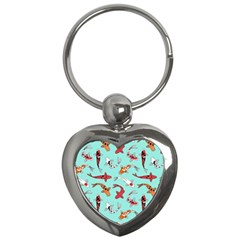 Pattern-with-koi-fishes Key Chain (heart) by Pakemis