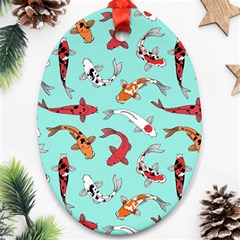 Pattern-with-koi-fishes Oval Ornament (two Sides) by Pakemis