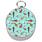 Pattern-with-koi-fishes Silver Compasses Front