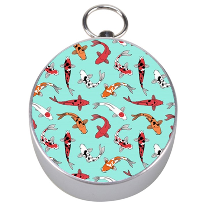 Pattern-with-koi-fishes Silver Compasses