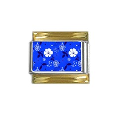 Blooming-seamless-pattern-blue-colors Gold Trim Italian Charm (9mm) by Pakemis