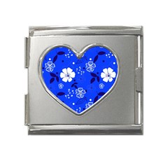 Blooming-seamless-pattern-blue-colors Mega Link Heart Italian Charm (18mm)