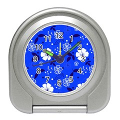 Blooming-seamless-pattern-blue-colors Travel Alarm Clock by Pakemis