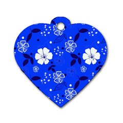 Blooming-seamless-pattern-blue-colors Dog Tag Heart (two Sides) by Pakemis