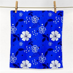 Blooming-seamless-pattern-blue-colors Face Towel by Pakemis