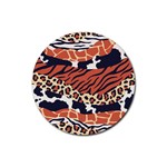 Mixed-animal-skin-print-safari-textures-mix-leopard-zebra-tiger-skins-patterns-luxury-animals-textur Rubber Round Coaster (4 pack) Front