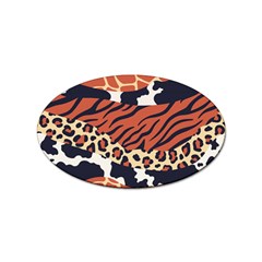 Mixed-animal-skin-print-safari-textures-mix-leopard-zebra-tiger-skins-patterns-luxury-animals-textur Sticker (oval) by Pakemis