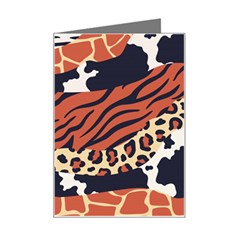 Mixed-animal-skin-print-safari-textures-mix-leopard-zebra-tiger-skins-patterns-luxury-animals-textur Mini Greeting Card