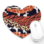 Mixed-animal-skin-print-safari-textures-mix-leopard-zebra-tiger-skins-patterns-luxury-animals-textur Heart Mousepad Front